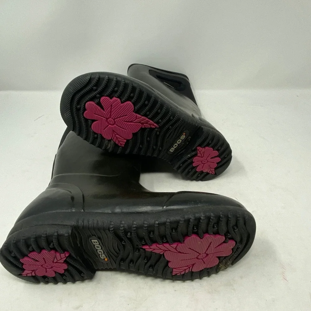 Bogs Tacoma Youth Waterproof Rain Boots Black Rubber Neoprene 71566-001 Size 1
